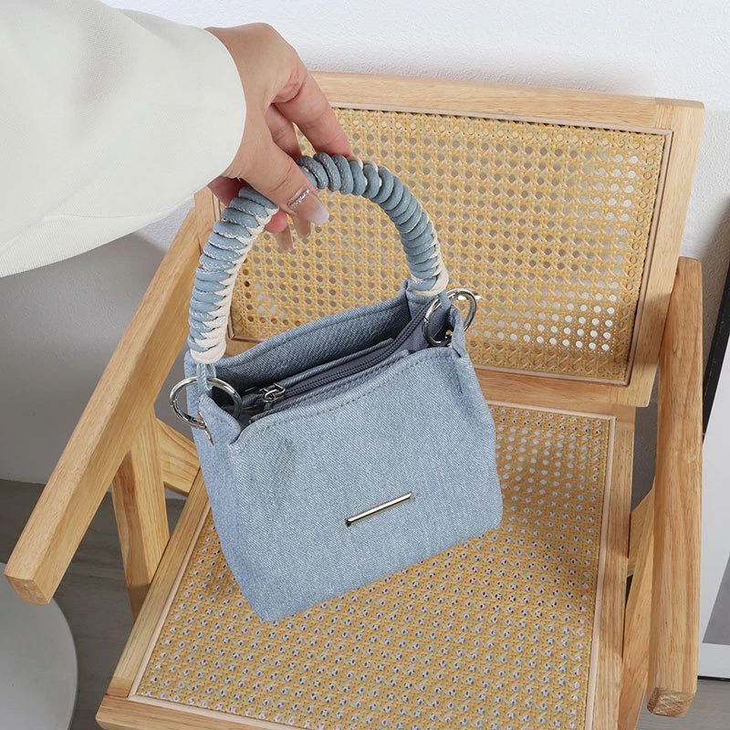 Fashion Hand Box Bag Imitation Denim Leather Small Square Bag Niche Affordable Crossbody Bag For Women