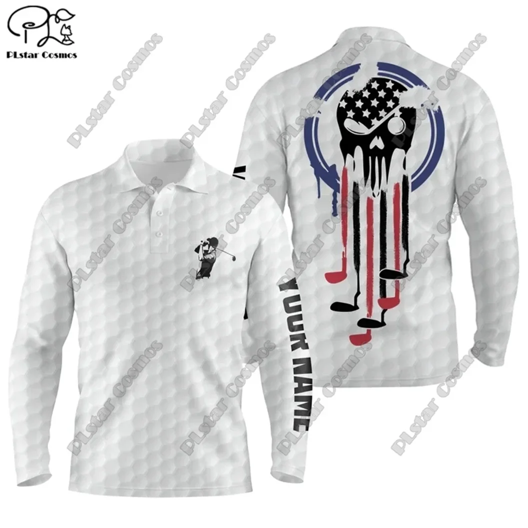 

New 3D Printed Golf Multi-Color POLO Long Sleeve T-Shirt Unisex Team Gift Customizable with Name and Team Name CX-3