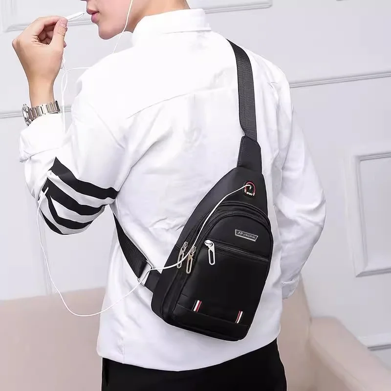 New waterproof wear-resistant men's Oxford cloth small chest shoulder messenger backpack trendy canvas nylon