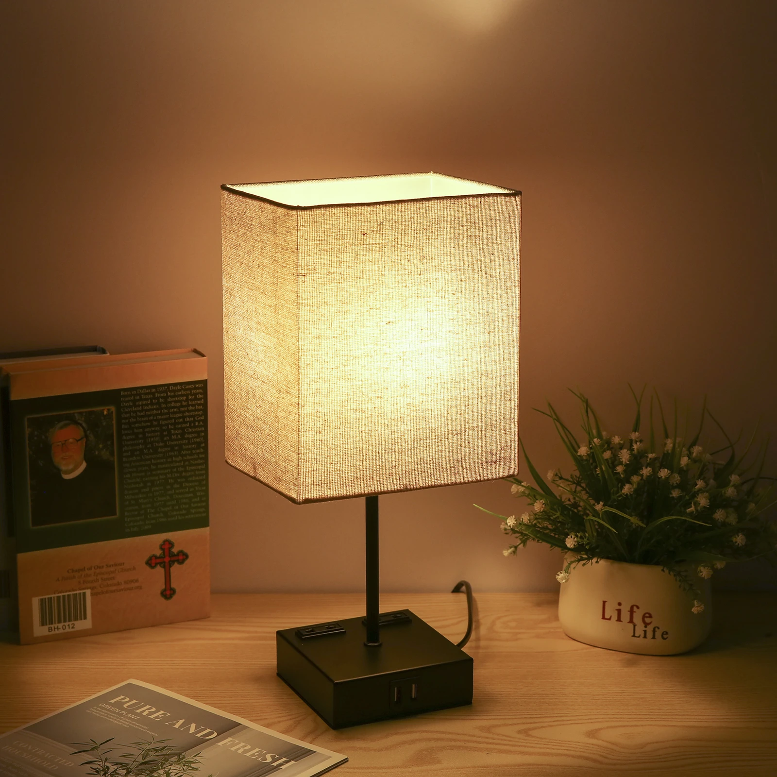 Tafelblad Decor Lamp Led Slaapkamer Klassieke Usb Lamp Lampenkap Voor Bedside Woonkamer Licht Met E27 Lamp Warm wit| | - AliExpress