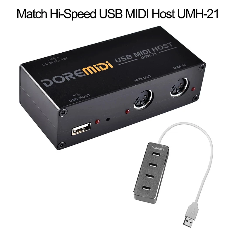 Doremidi-usb Hub 2.0 para pc Portátil Alta Velocidade Portas Hub Host Midi Umh21 - Imagem 4