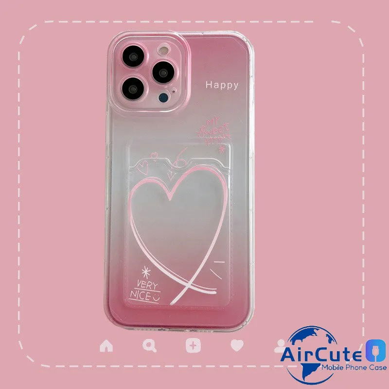 Sweet Heart Card Photo Holder Soft Case - Stylish Protective Back Cover