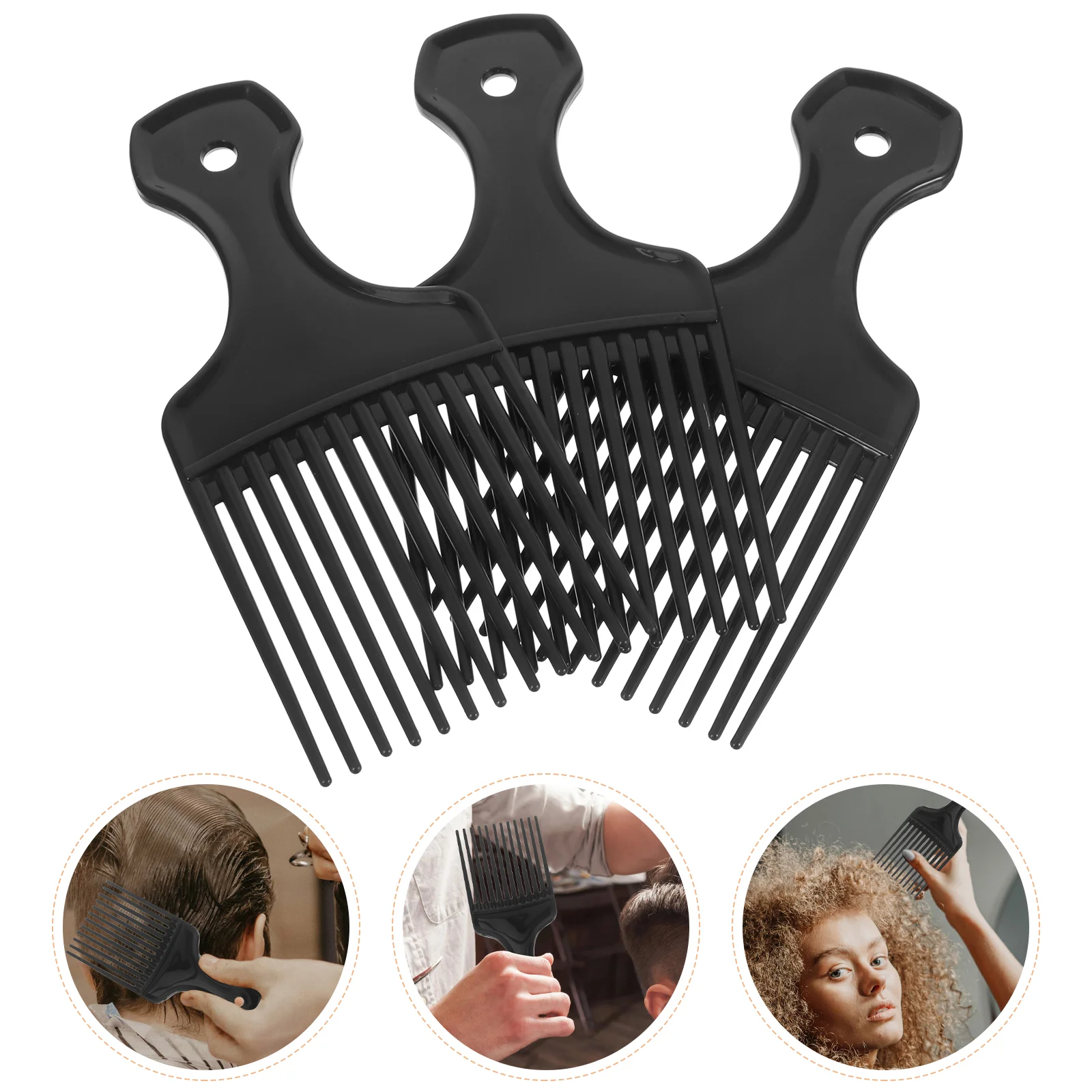 

3pcs Large Wide Tooth Comb Hair Detangling Comb Hairdressing Rake Combs Slick Styling Hair Brushes (Black)