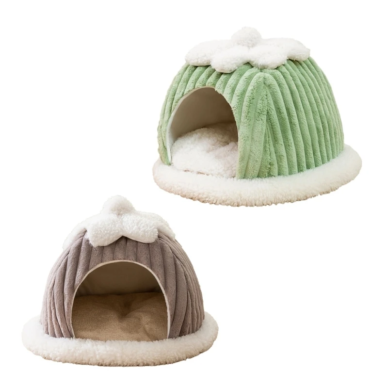 

Enclosed Pumpkin Cat House Indoor Plush Tent for Winter Indoor Pet Rest 6XDE