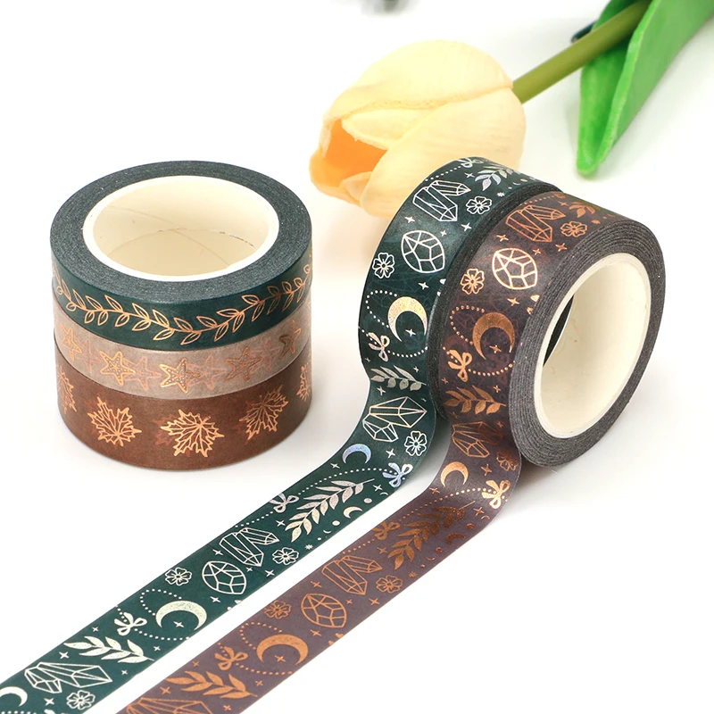 

1 roll 15mm*10m 10mm*10m Gold Foil Jewelry Starfish Leaves Maple Leaf Decorative Washi Tape DIY Scrapbooking Masking Tape