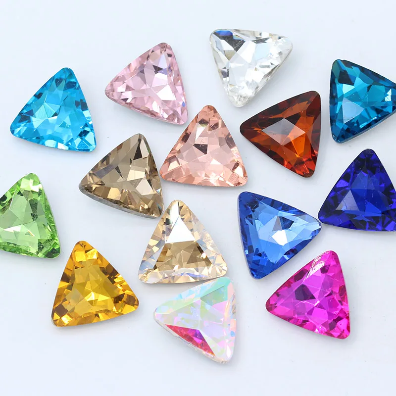 20P 10Mm Colore Trigon A Punta Sventato Indietro Fantasia Unghie Artistiche Della Pietra Preziosa Sfaccettato Di Cristallo Di Diamante Di Vetro Di Str