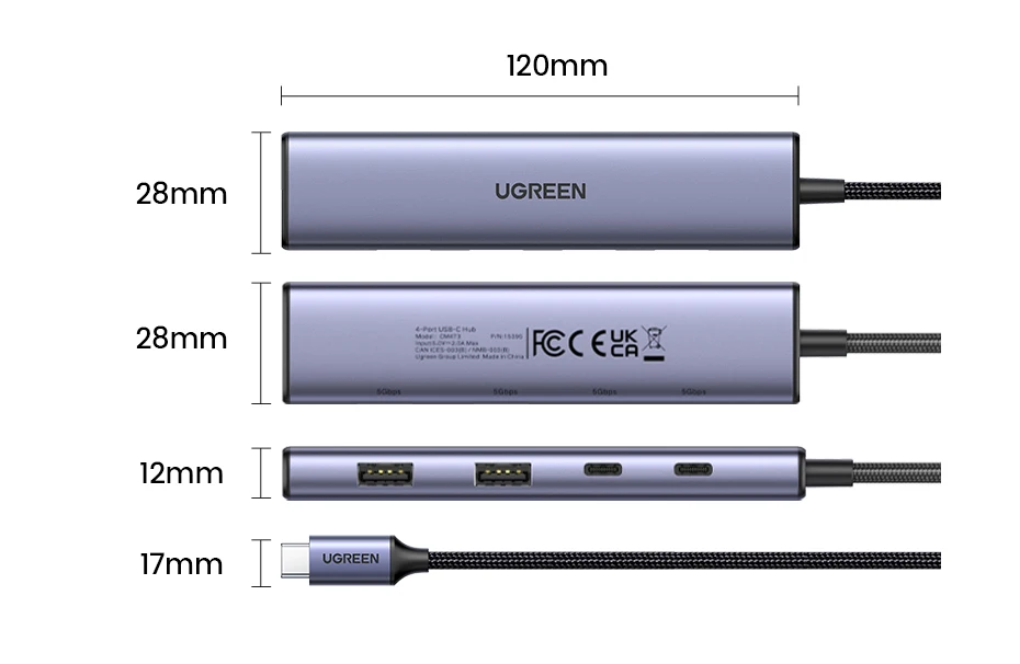 C para Hub USB com 2 USB-C