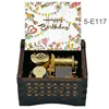 Happy Birthday Music Box Golden Mechanical, Black Wooden Anniversary Gift for Kids Girlfriend Wife Mom Father Birthday Present 4