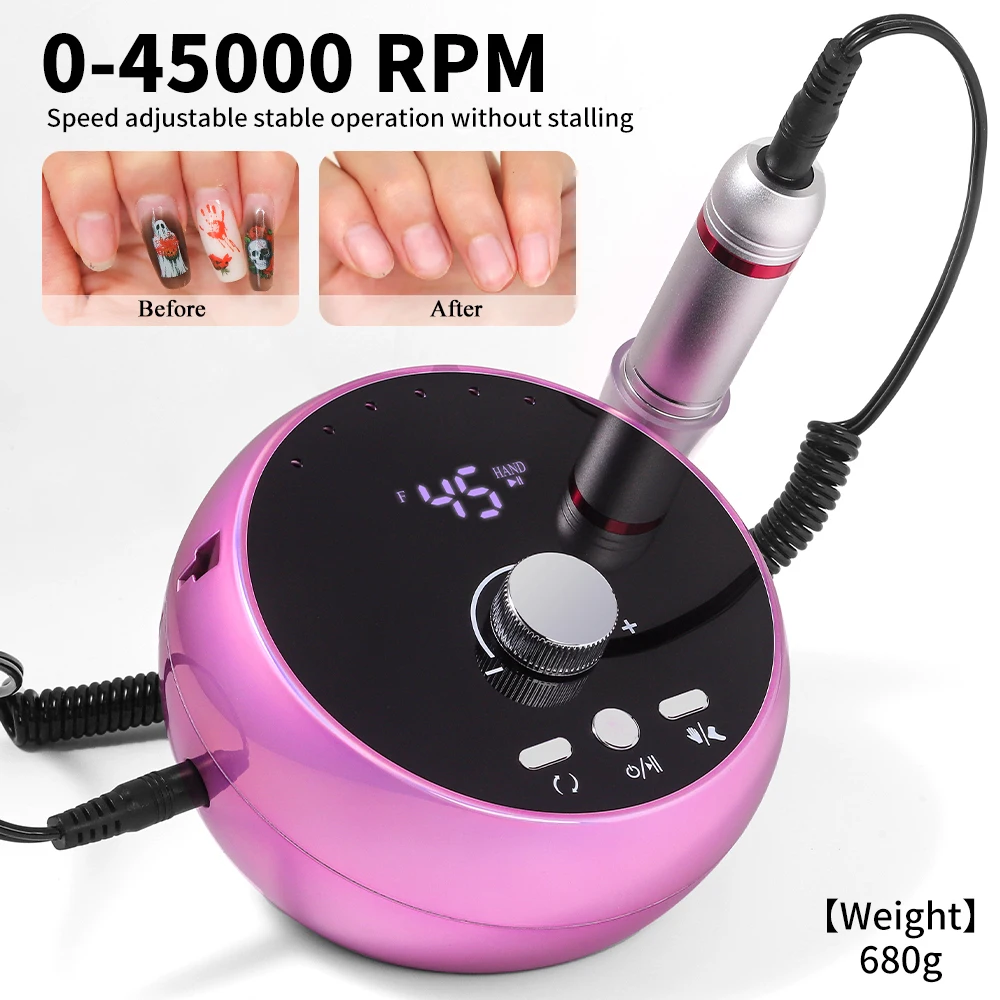 New 45000RPM Professional Electric Nail Drill Manicure Machine Low Noise Nails Sander Set Nail Salon Polisher Equipment Tools 2