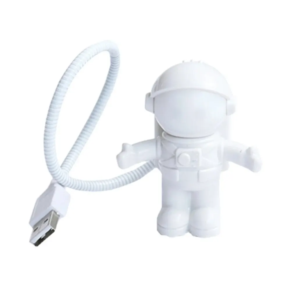 휴대용 USB 전원 야간 조명, 흰색 우주 비행사 모양 독서 책상 램프, DC 5V LED 조명, 컴퓨터 노트북 PC 조명 공간