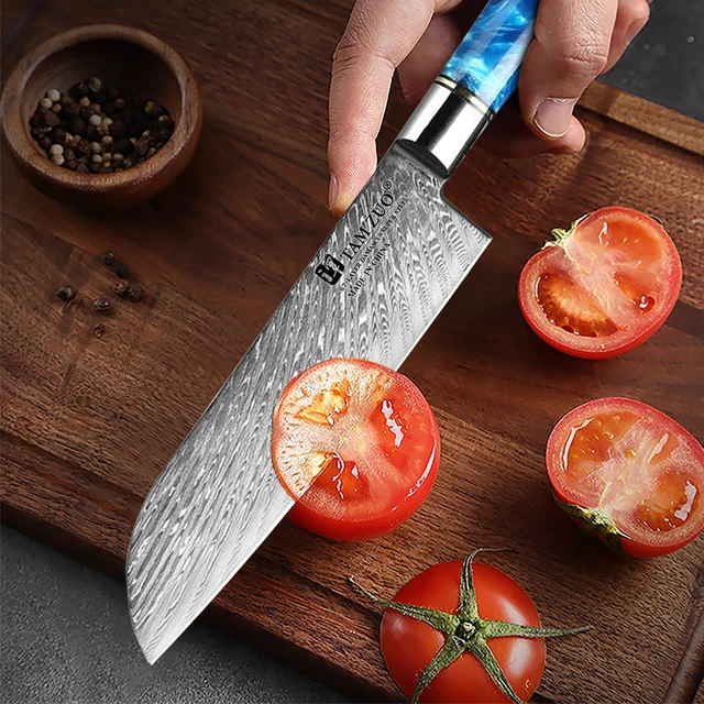 มีดดาบัสกัส มีดเชฟ เหล็ก VG10 ญี่ปุ่น 67 ชั้น มีดปังตอ มีดปอกเปลือก มีดหั่นขนมปัง มีดซันโตะกุ ด้ามเรซิ่น พร้อมกล่องของขวัญ 5
