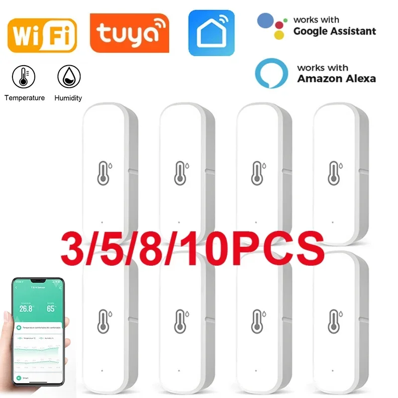 

AUBESS Tuya WiFi Smart Temperature Humidity Sensor Home Connected Thermometer Compatible With Smart Life Alexa Google Assistant