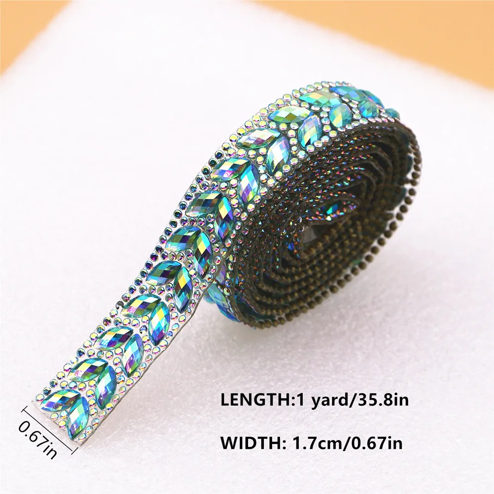 1 Yard Sparkling Horse Eye Shape Rhinestone Strip for Dance Dresses&Costumes,Easy-to-Apply Hot Melt Glue for DIY Embellishment