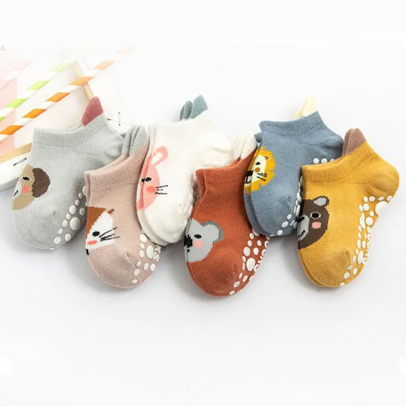 2 Pairs Baby Non Slip Grip Socks Anti Slip Sock Winter Spring Cute Cartoon  Animal Floor