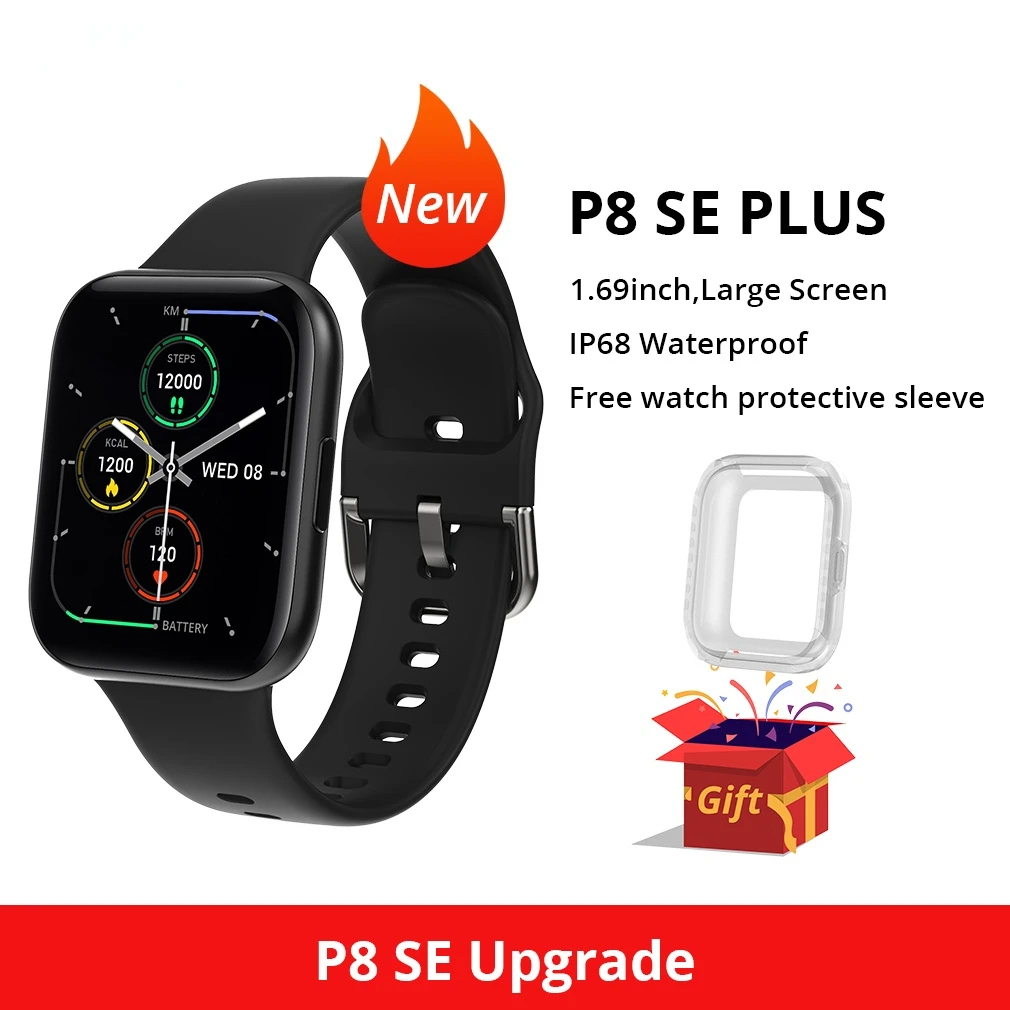 SQR P25 SE PLUS Smart Watch Men Women 1.69 Inch Fitness Tracker Full Touch Screen Ip68 Waterproof Heart Rate for iOS Android |