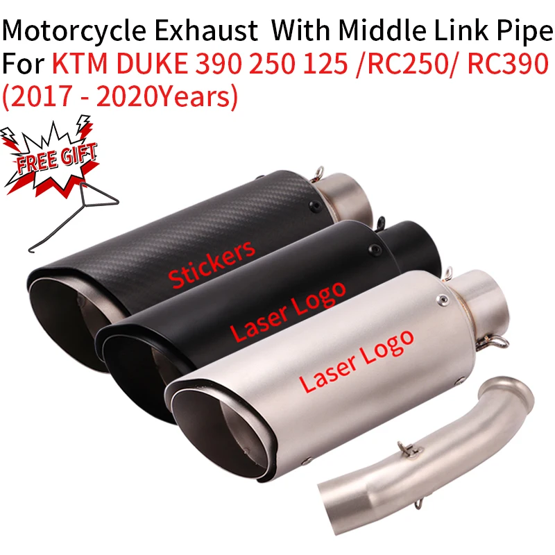 For KTM 390 DUKE 125 200 250 390 RC390 2017 - 2020 Motorcycle GP Exhaust System Escape Modified Link Pipe Muffler Carbon Fiber