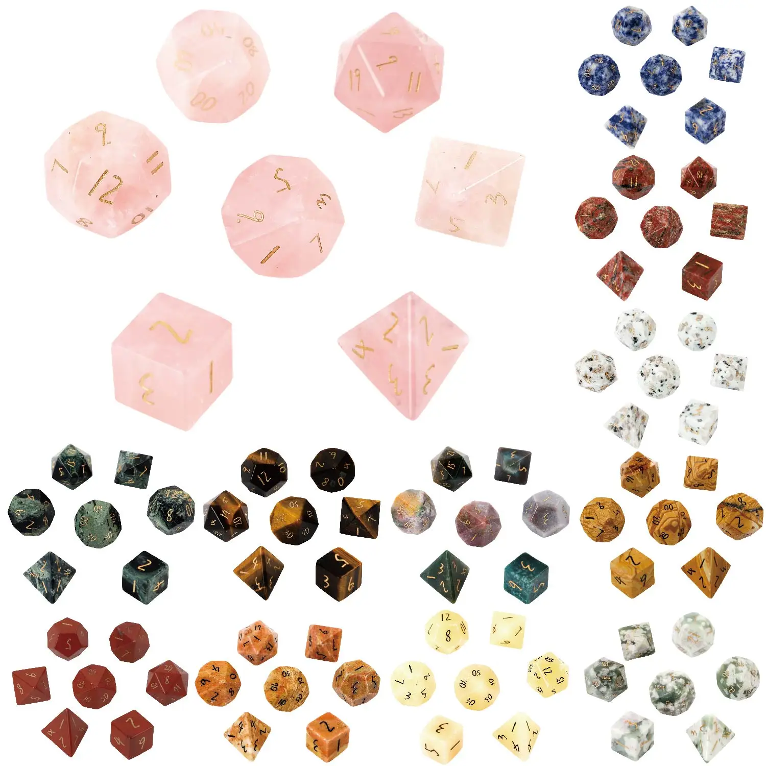 Entertainment Board Game Creative Three-Dimensional Polyhedral Dice D4 D6 D8 D10 D12 D20 Seven Piece Set Engraved Digital Dice