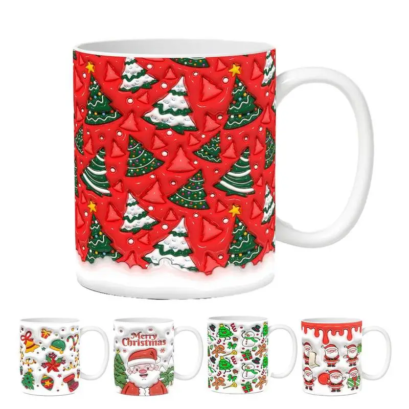 

3D Christmas Mug Breakfast Dessert Cup With Handle Multifunctional Creative 350ml Cartoon Snowman Ceramic Mug for home supplies