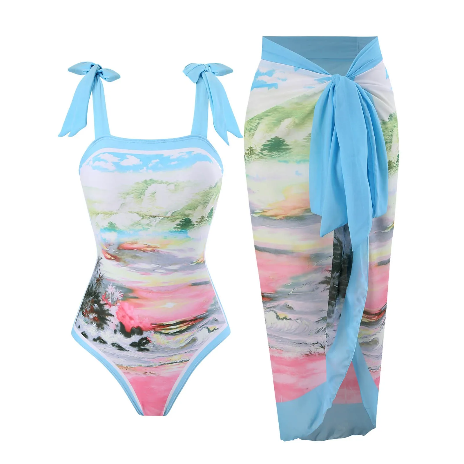 

Женский купальник, женский купальник из двух частей с винтажным принтом