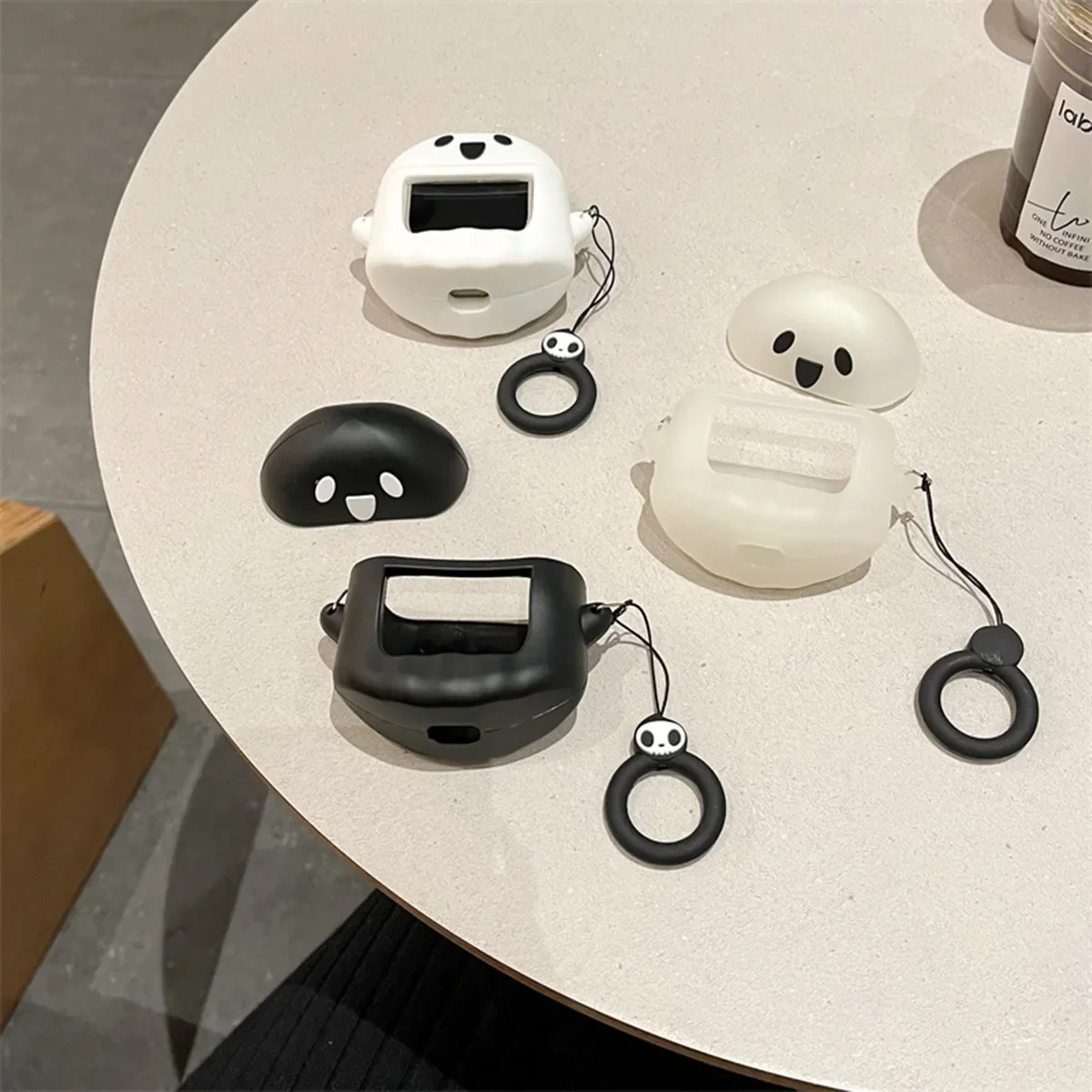 3D Ghost Silicone Earphone Case - Fun, Shockproof Protective Cover with Ring