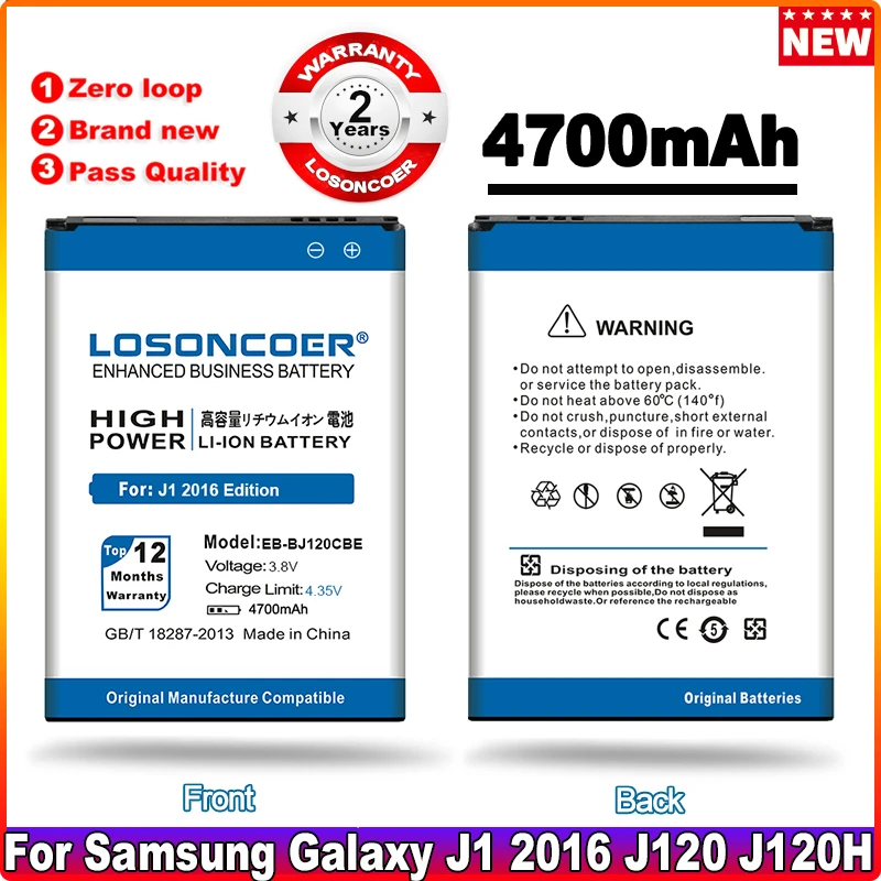 

4700mAh EB-BJ120CBE / EB-BJ120BBE For Samsung Galaxy J1 2016 Battery Version J120F Express 3 J120A J120T J120 J120H EB-BJ120CBU