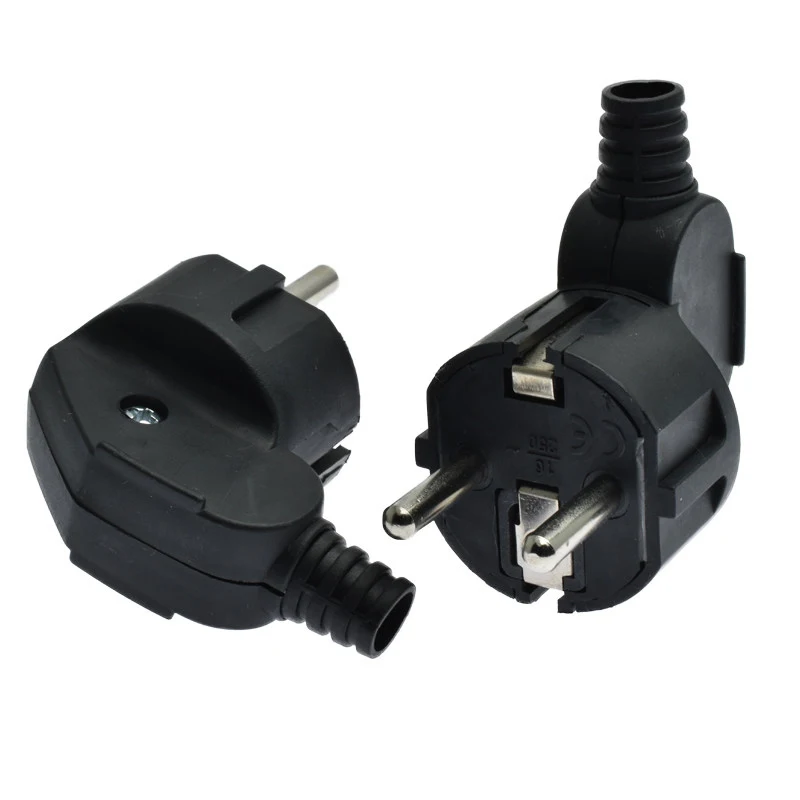European Plug Replacement Adapter with 4.8mm Male Outlets - Rewireable Electric Socket for Power Extension Cables