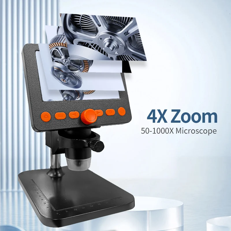 LCD Digital Microscope 4.3 Inch 1080P 1-1000X Magnification Zoom Stereo Microscope Camera with 8 LED Lights for Error Coins 4
