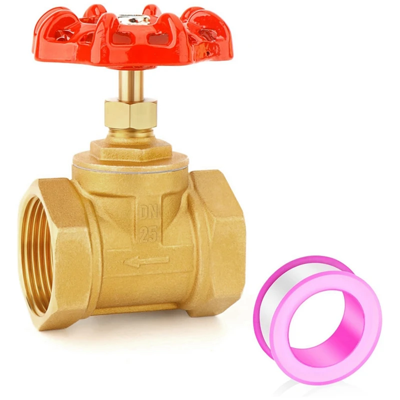 

1PCS Brass Industrial Gate Valve, DN25 1Inch NPT Female With Wheel Handle, Heavy Duty Gate Valve Tool For Water,Oil, Gas