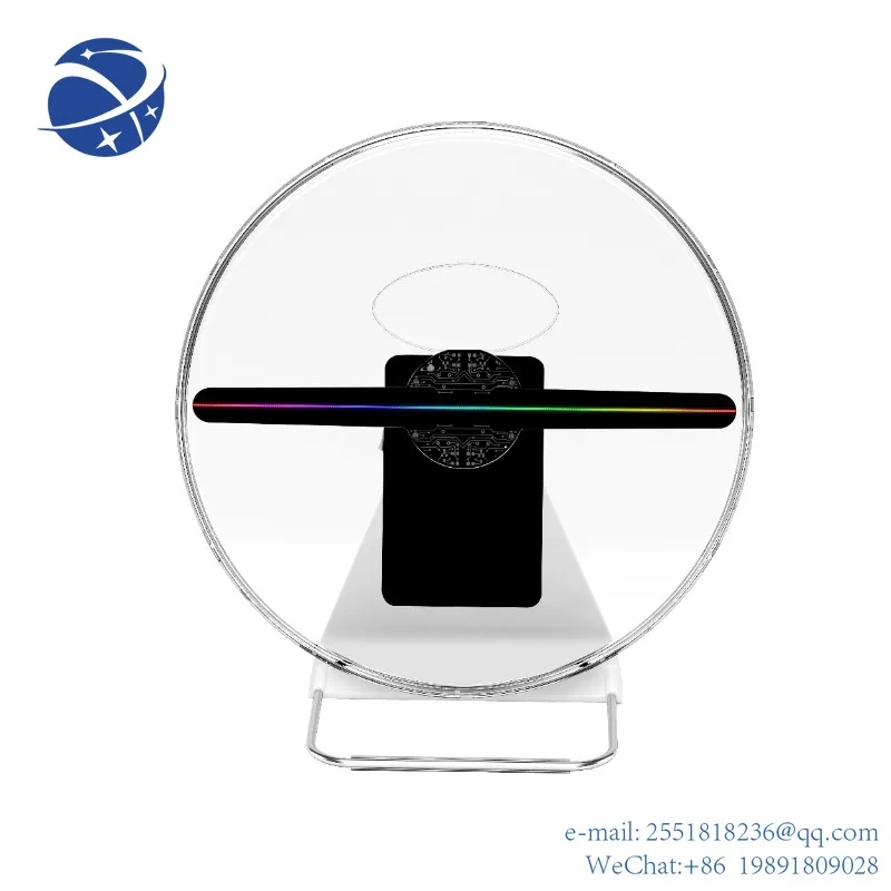 

YYHC Rechargeable Table Top Holographic Projector 3D Hologram LED Fan 30cm