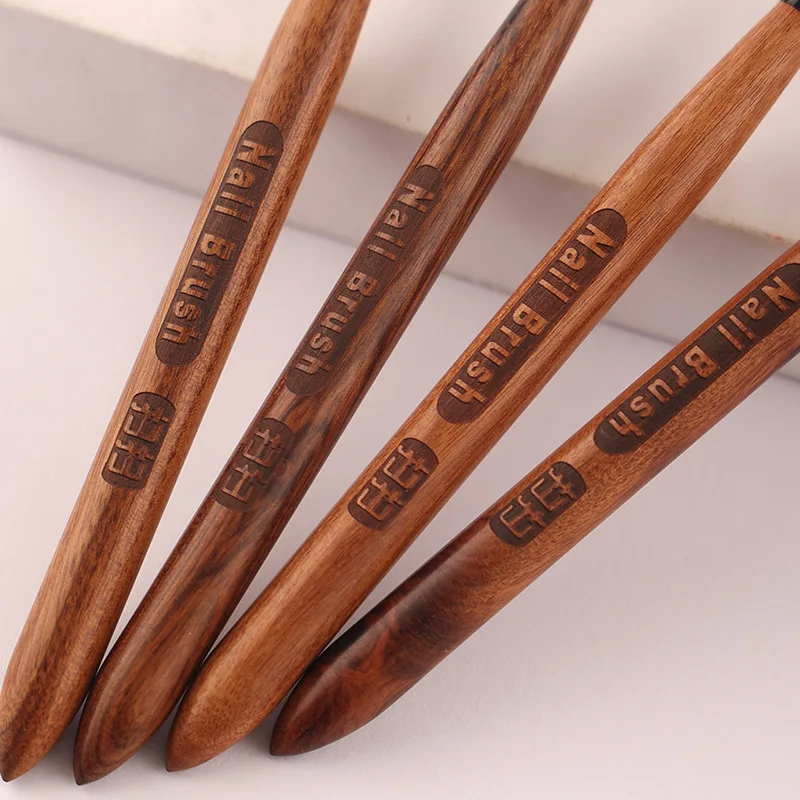 1Pc Round Wood Handle Nail Ombre Brush Nail Art Painting Pen Brush UV Gel Polish Gradient Color  Acrylic Nail Drawing Pen 3