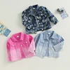 Toddler Baby Girl Boy Jean Jacket Gradient/Floral Print Button Closure Lightweight Denim Jackets Fashion Infant Spring Outwear