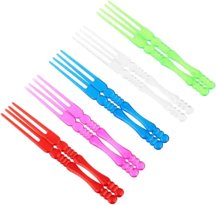 400PCS Disposable 4" Plastic Cocktail Picks Fruit Forks Cocktail Sticks Party Supplies Plates Picks Cake Forks Dessert Forks