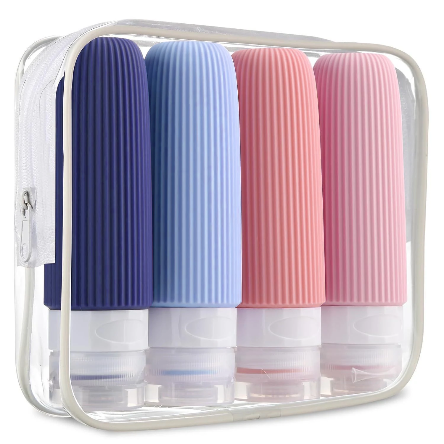 Silicone Travel Bottles Set - Leak-Proof, BPA-Free, Squeezable Containers (4-Pack, 90ml Each)