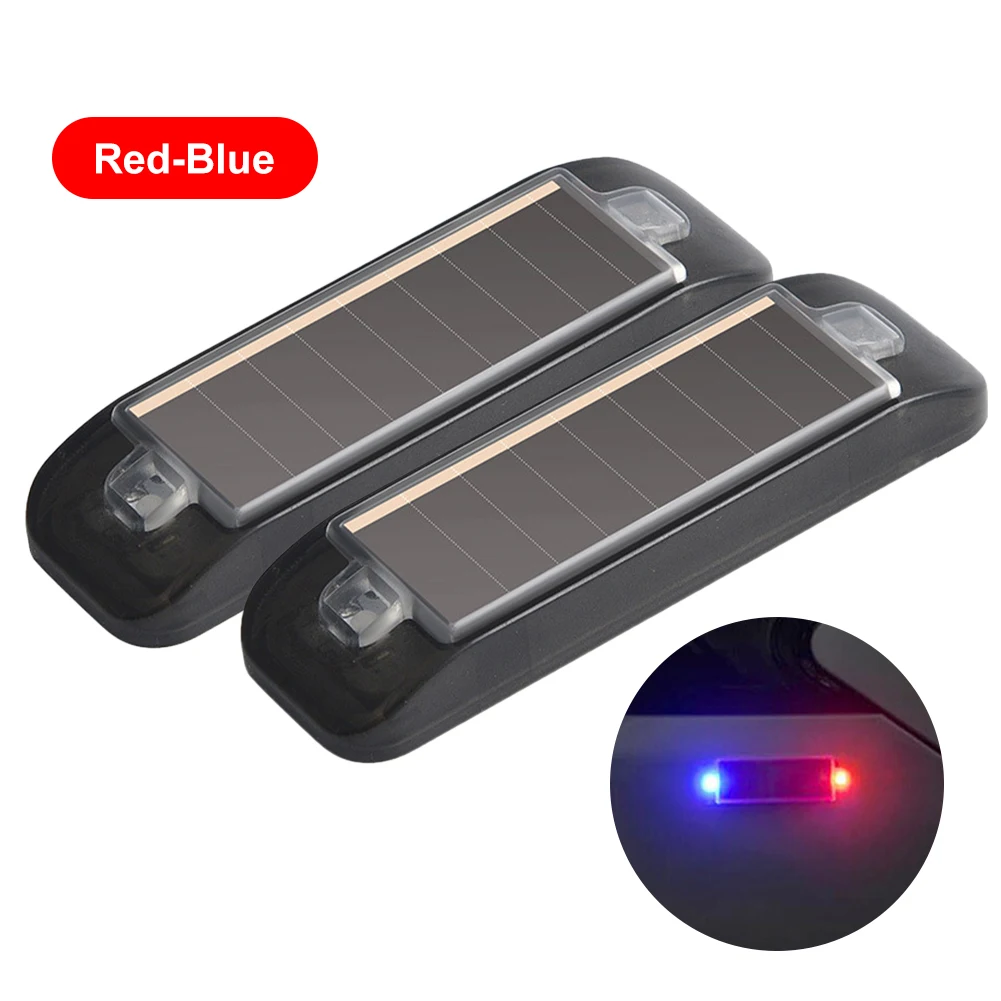 

12V Car LED Light Solar Powered Bicycle Motorcycles Warning Light Red Blue LED Side Marker Lights Anti Rear End Car Warning Lamp