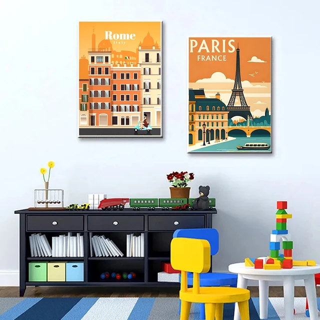 Architecture urbaine diamant peinture décoration bricolage perceuse complète Santorin Madrid Rome mosaïque incrustation croix broderie ensemble cadeau 3