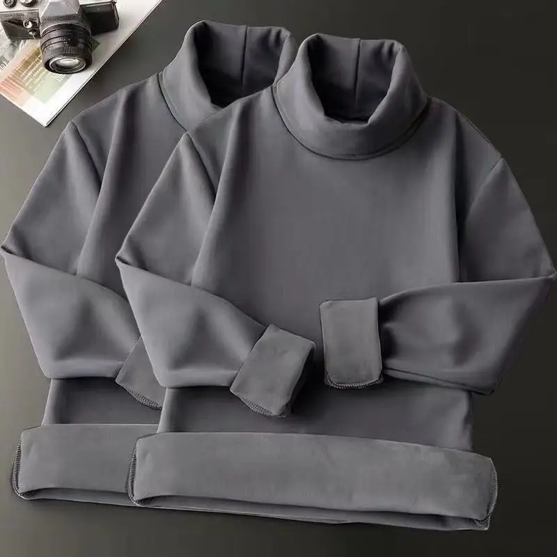 New Men's Clothing Autumn Winter Thick Long Sleeve High-neck Fashion Casual Slim All-match Comfortable Solid Color Pullovers