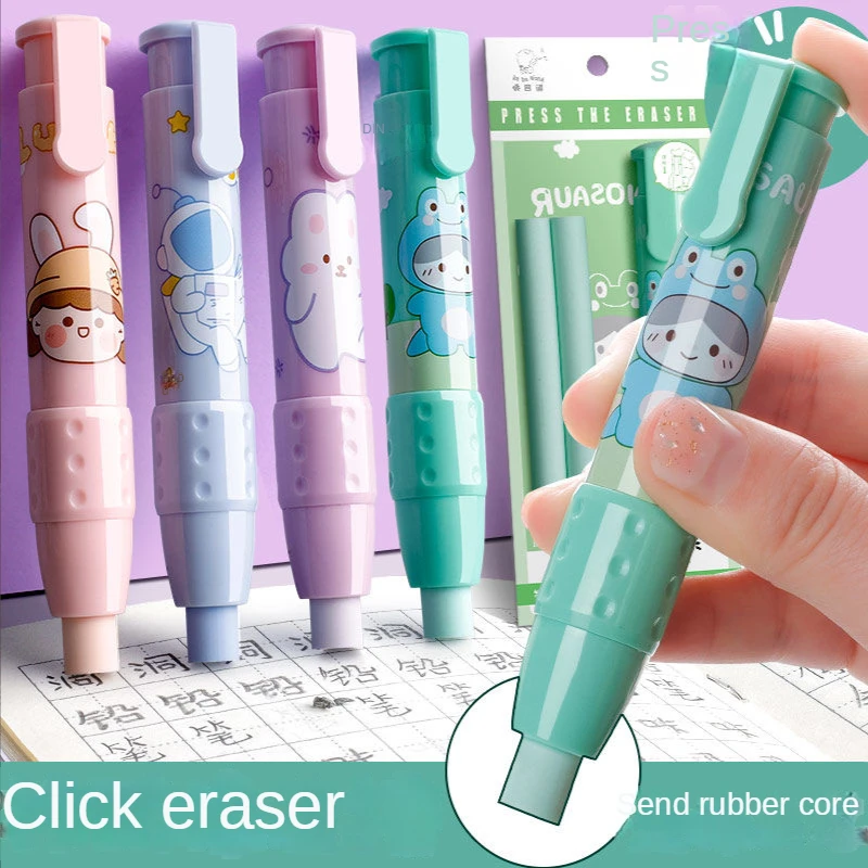 

Pen type cute eraser pressing cartoon pencil eraser Replaceable rubber core School student rubber eraser kid gifts office eraser