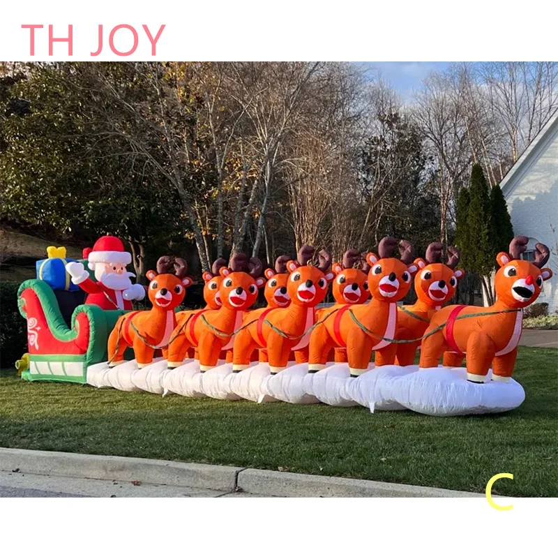 

Free air shipping to door,33ft 10m long Inflatable Christmas Santa Claus with reindeer,giant inflatable Christmas Santa Claus