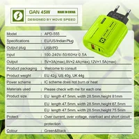 Зарядное устройство USB Type C, 45 Вт, ЕС, США, PD, 25 Вт, USB C, высокоскоростное зарядное устройство QC3.0 для мобильных телефонов с быстрой зарядкой для IPhone Samsung — изображение 6