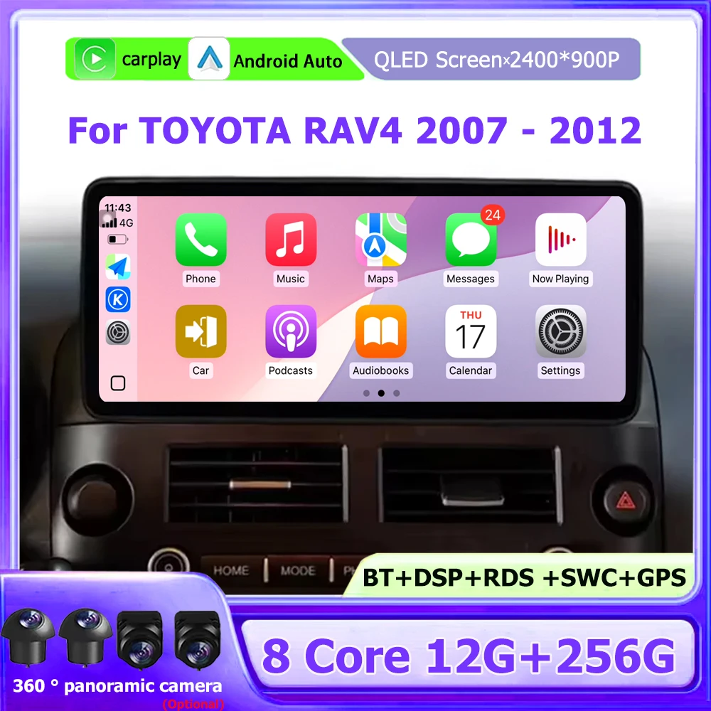 Android 16 Auto For TOYOTA RAV4 2007-2012 Car Multimedia Player GPS ...