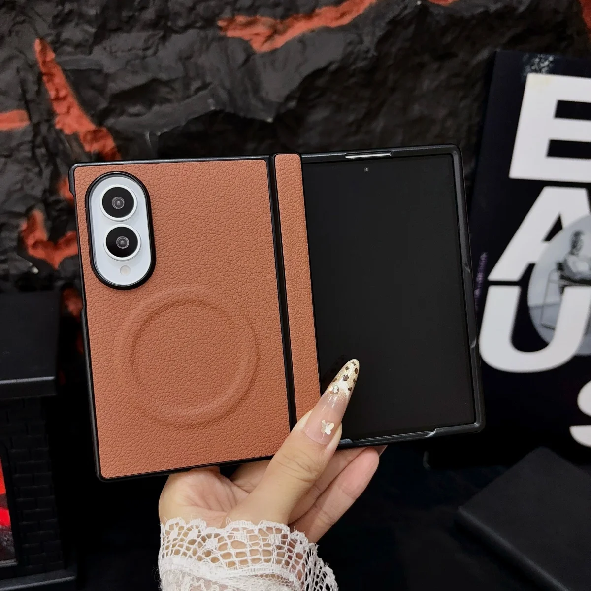 Luxury PU Leather Magnetic Wireless Charging Protective Phone Case