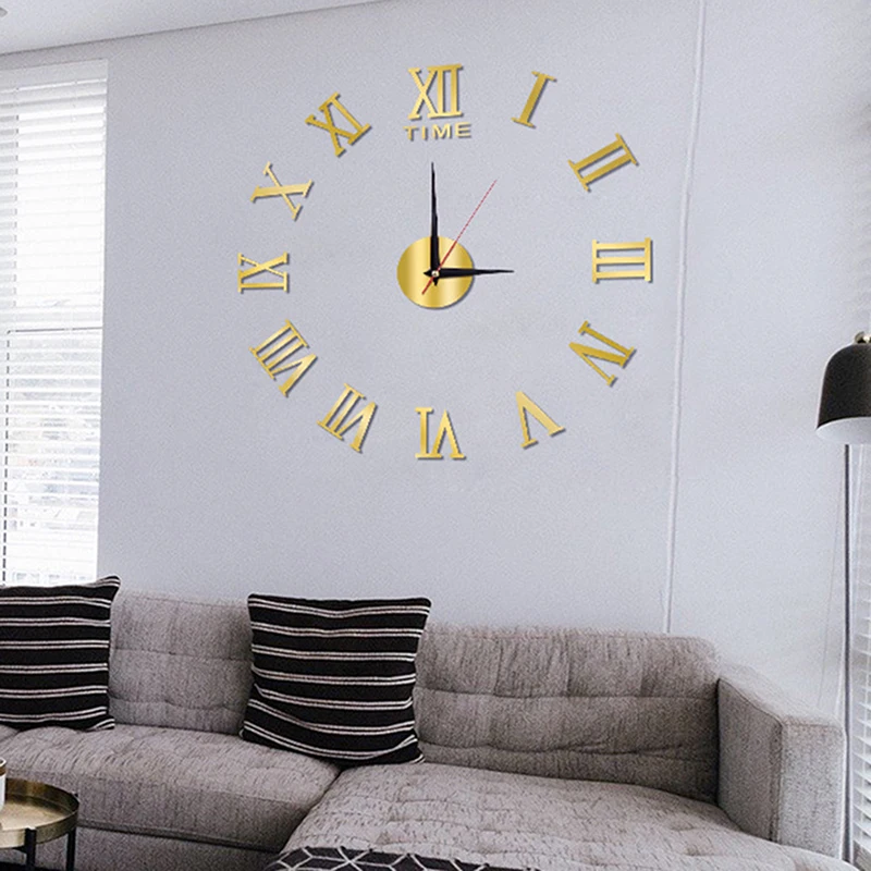 1Pc 3D Wall Clock Mirror Wall Stickers Creative DIY Clocks Modern Design Mute Quartz Needle Watch Home Decor