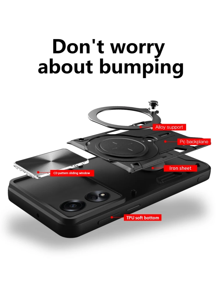 Premium Phone Case with Metal Swivel Stand and Slide Camera Protector