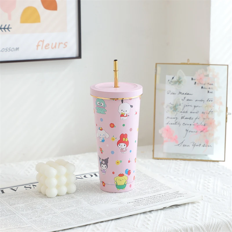 Sanrio Anime Hello Kitty Glass Straw Cup Milk Cup Cute Cartoon Coolommy  Melody Beverage Juice with Lid Drink Cup Ins Style - AliExpress