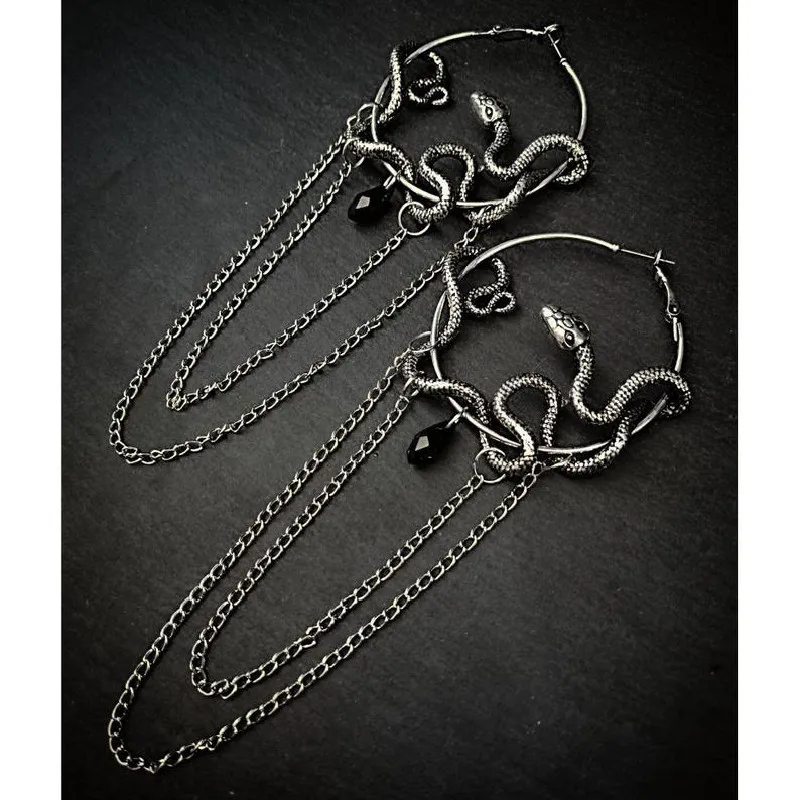 Goth Snake Hoop Earrings Wiccan Creative Gothic Punk Rock Grunge Novelty Fashion Women Gift hoop earrings