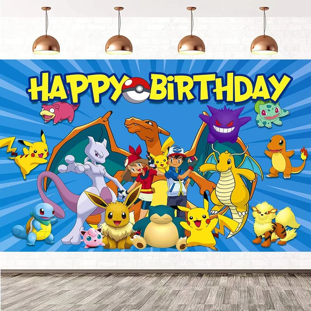 Pokemon aniversário fundo festa decoração crianças pikachu squirtle foto  pano de fundo fotografia parede do chuveiro do bebê poster adereços supplie  - AliExpress