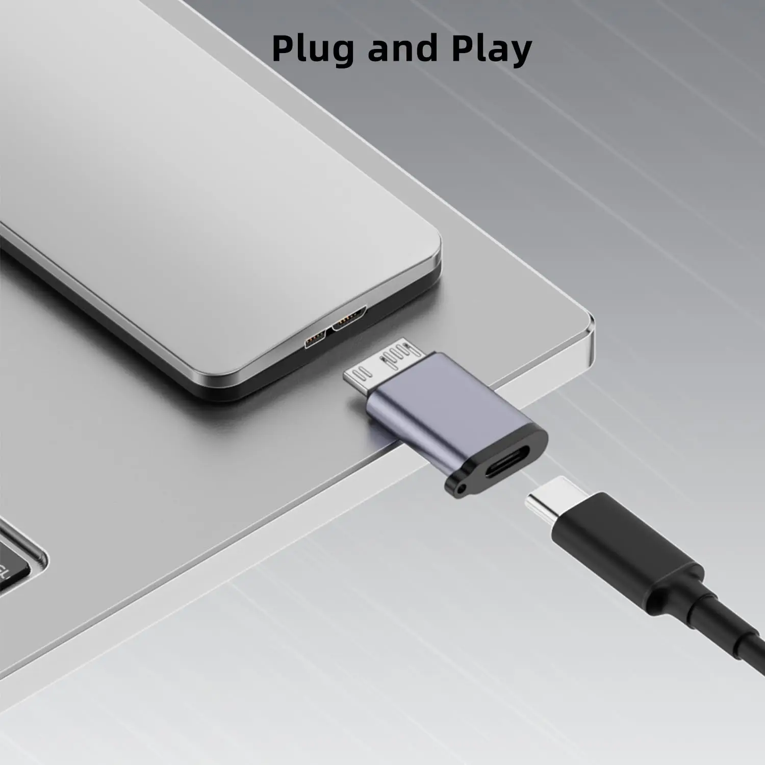 2개 USB 3.0 마이크로 B(수) - 타입 C(암) 어댑터 - 외장 하드 드라이브, SSD, 카메라용 10Gbps 변환기