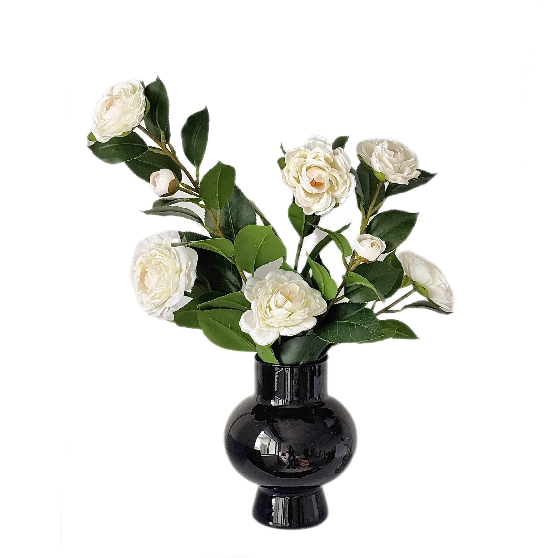 Elegant Artificial Camellia Branch Faux Flowers for Home Decoration and Photography Prop