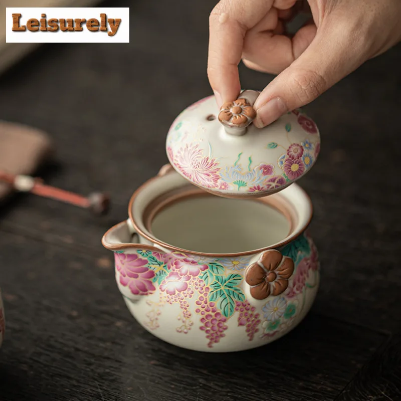 200ml Lard Jelly Small Garden Handheld Teapot Handmade Tea Infuser Pot Tea Maker Kettle With Ball Hole Teaset Accessories Gift