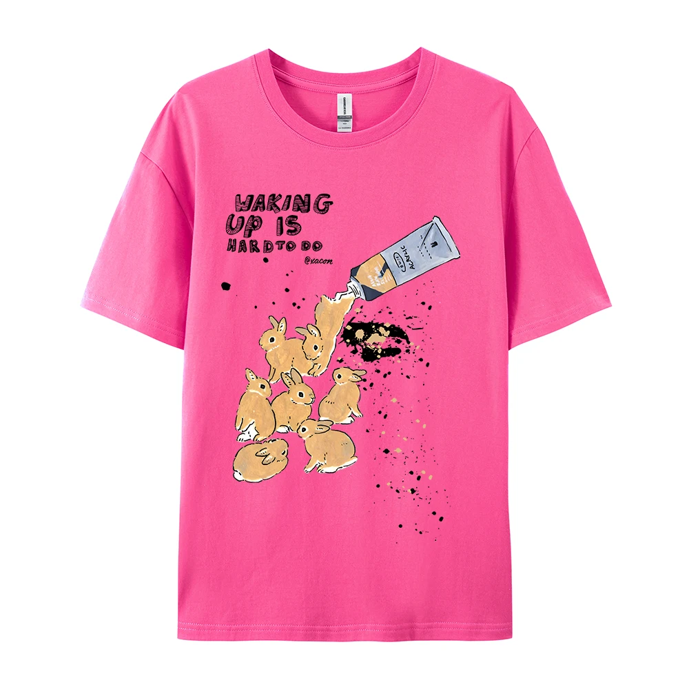 Amerikanisches Retro-Kaninchen-Druck-Kurzarm-T-Shirt für Damen und Herren im Harajuku-Lazy-Style, reine Baumwolle, vielseitiges Rundhals-T-Shirt – Detail 17